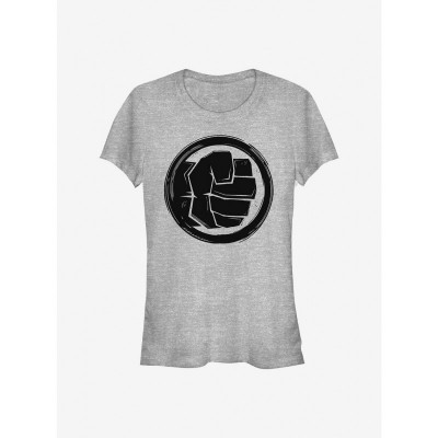 Marvel Girls Woodcut Hulk T-Shirt in Grey
